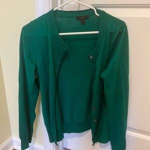 J. Crew Women’s 100% Merino Wool Cardigan, Size Medium, Emerald Green